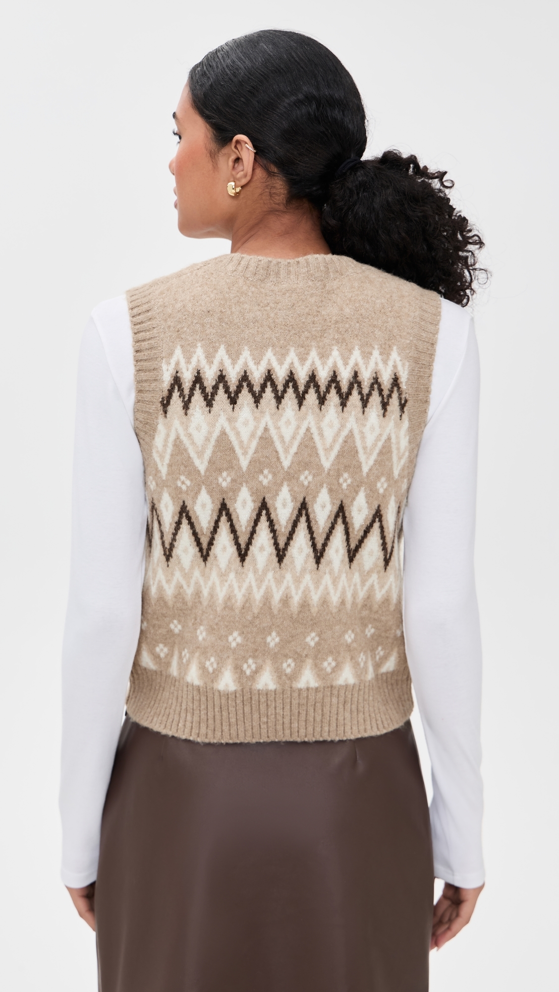 Fair Isle Vest Beige Multi