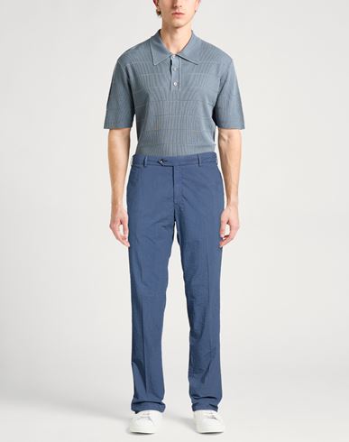 Man Pants Slate blue Size 34 Cotton, Polyester, Elastane
