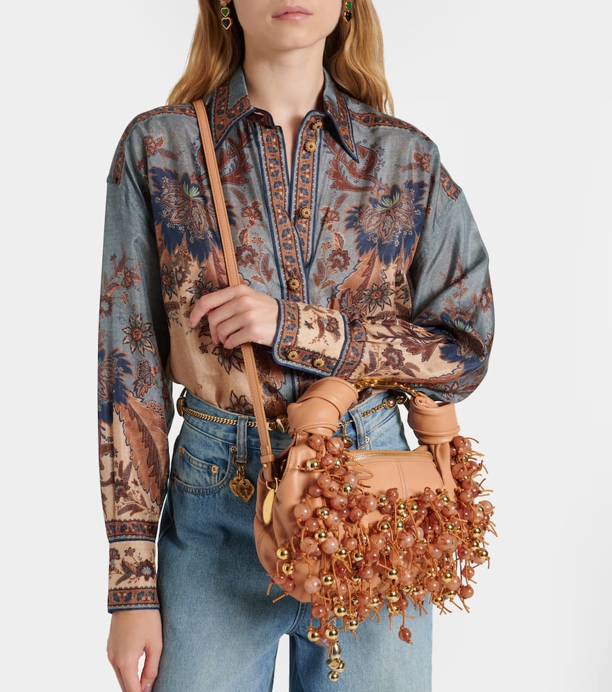 Foam beaded leather shoulder bag