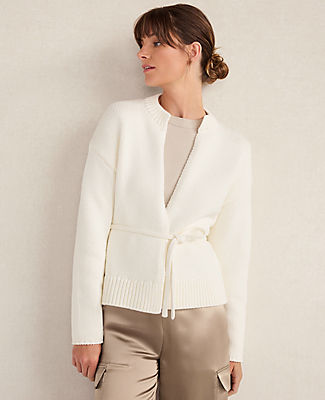 Ann Taylor Haven Well Within Chunky Cotton Blend Belted Cardigan