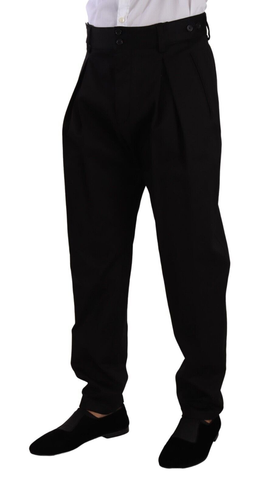 Cotton Stretch Trousers — Black