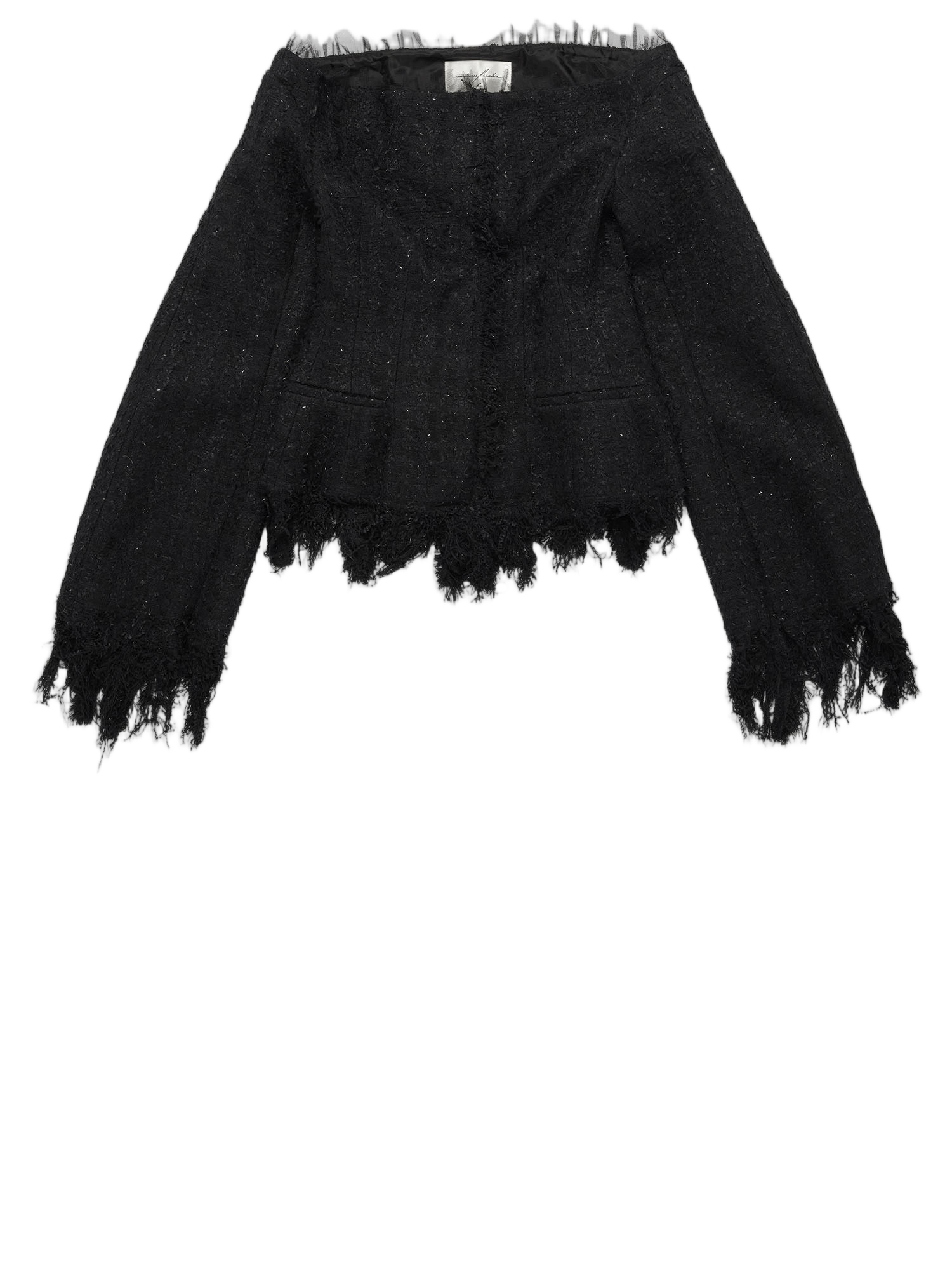 Black Fringed Cotton-Blend Top