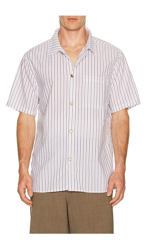 Rhythm Seersucker Stripe Shirt in White. XL/1X. Also in L