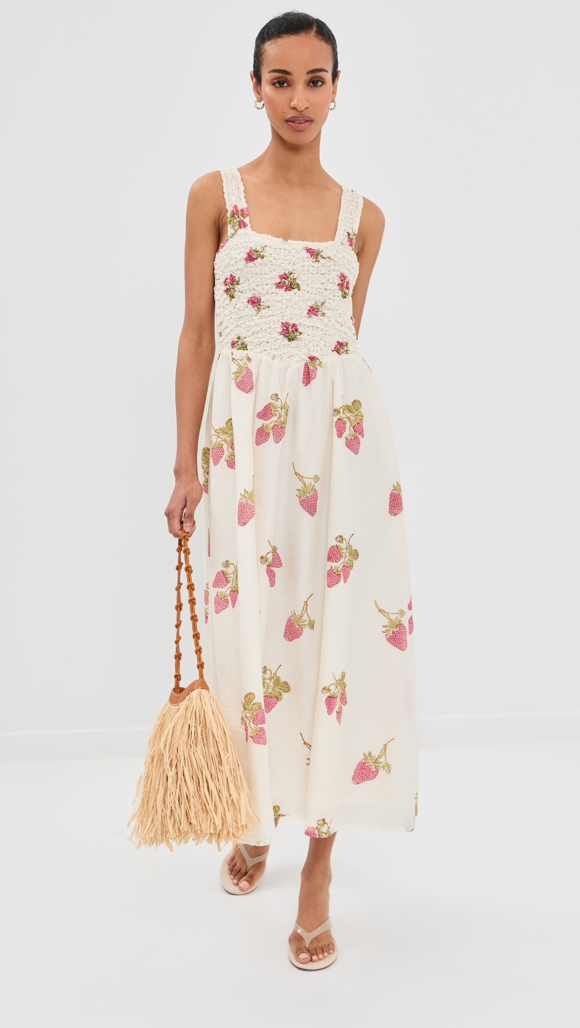 Kay Strawberry Dot Dress Off-White