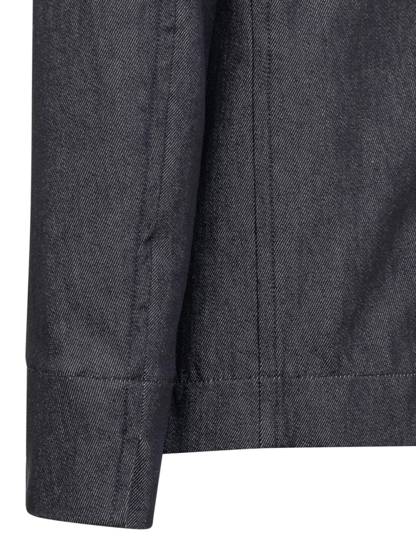 Dark Blue Solid Shirt Collar Jacket