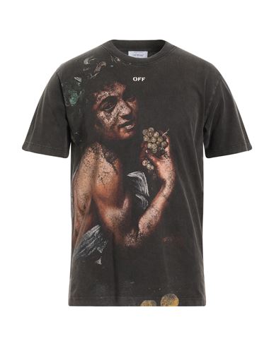 Off-white Man T-shirt Dark brown