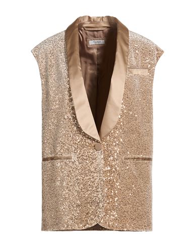 Woman Blazer Beige Size 10 Polyester, Elastane, Silk