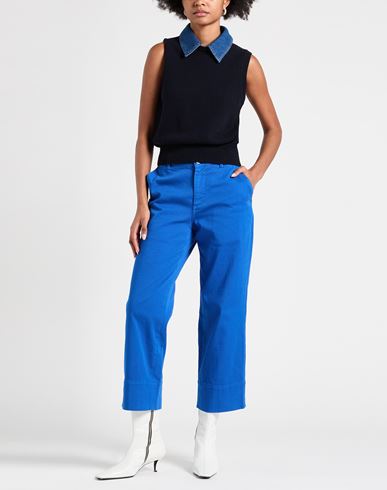 Woman Pants Blue Size 26 Cotton, Elastomultiester, Elastane
