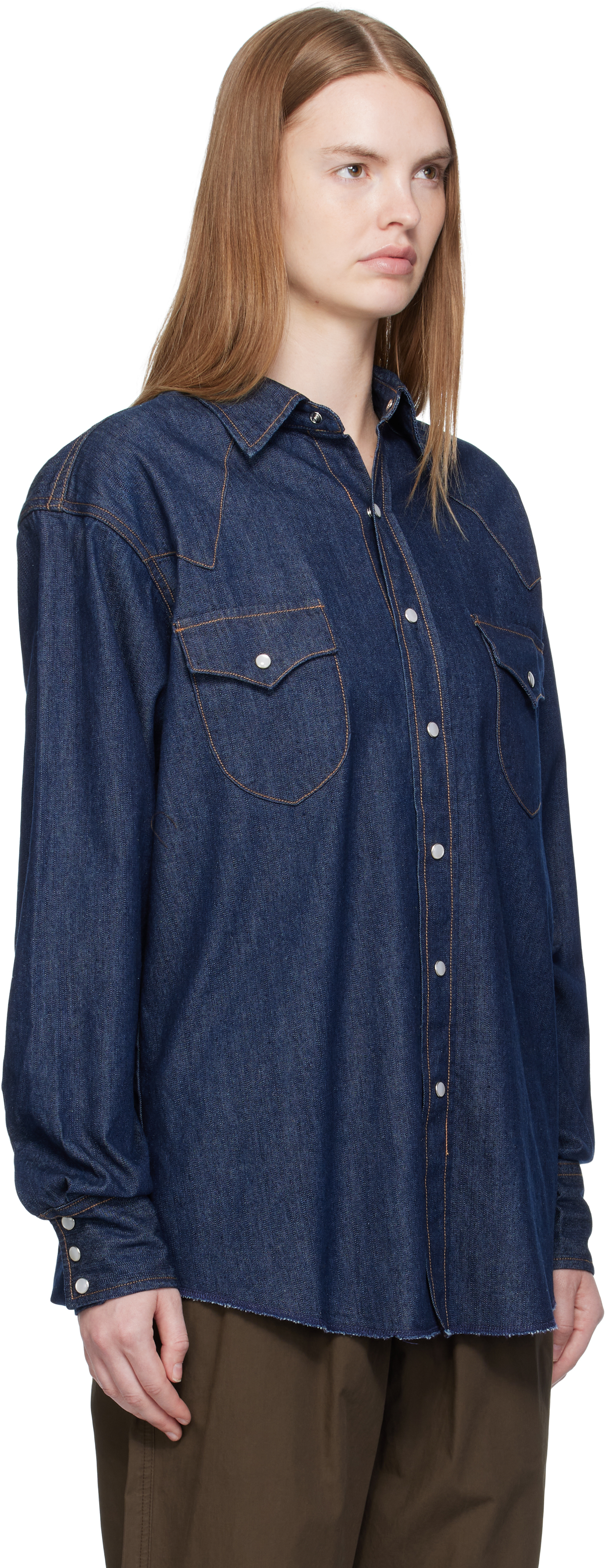 SSENSE Exclusive Blue Denim Western Shirt