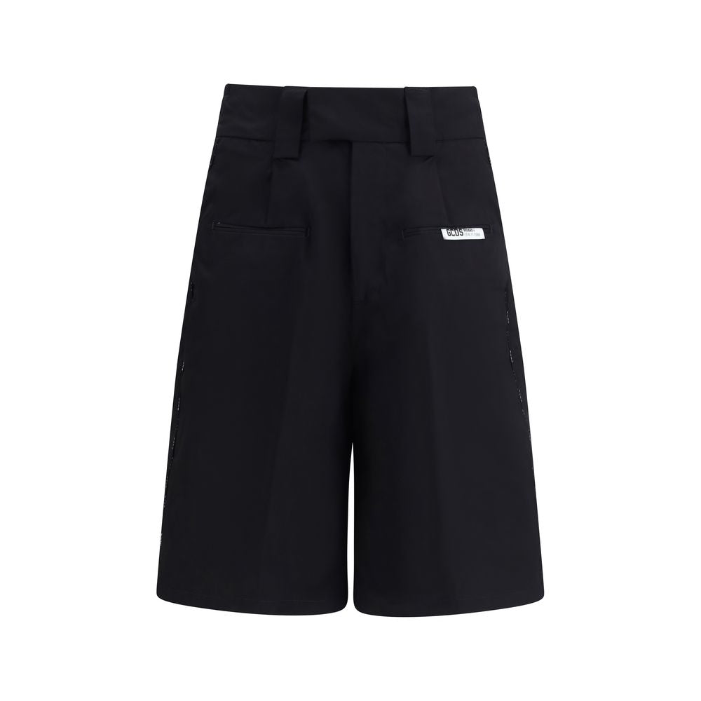 Cotton with Logo Piping Bermuda Shorts — Black