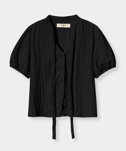 Soft Tie Button Blouse_Black