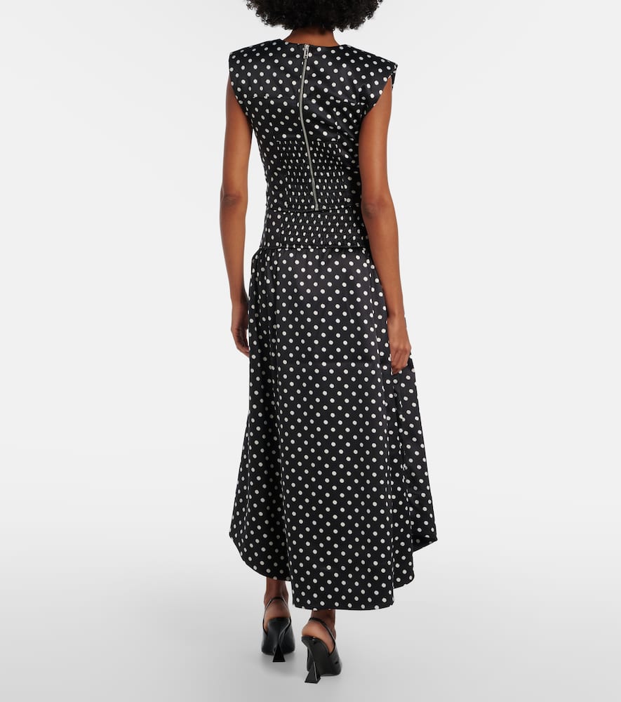 Polka-dot satin maxi skirt