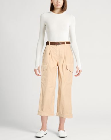 Woman Pants Beige Size S Cotton, Elastane