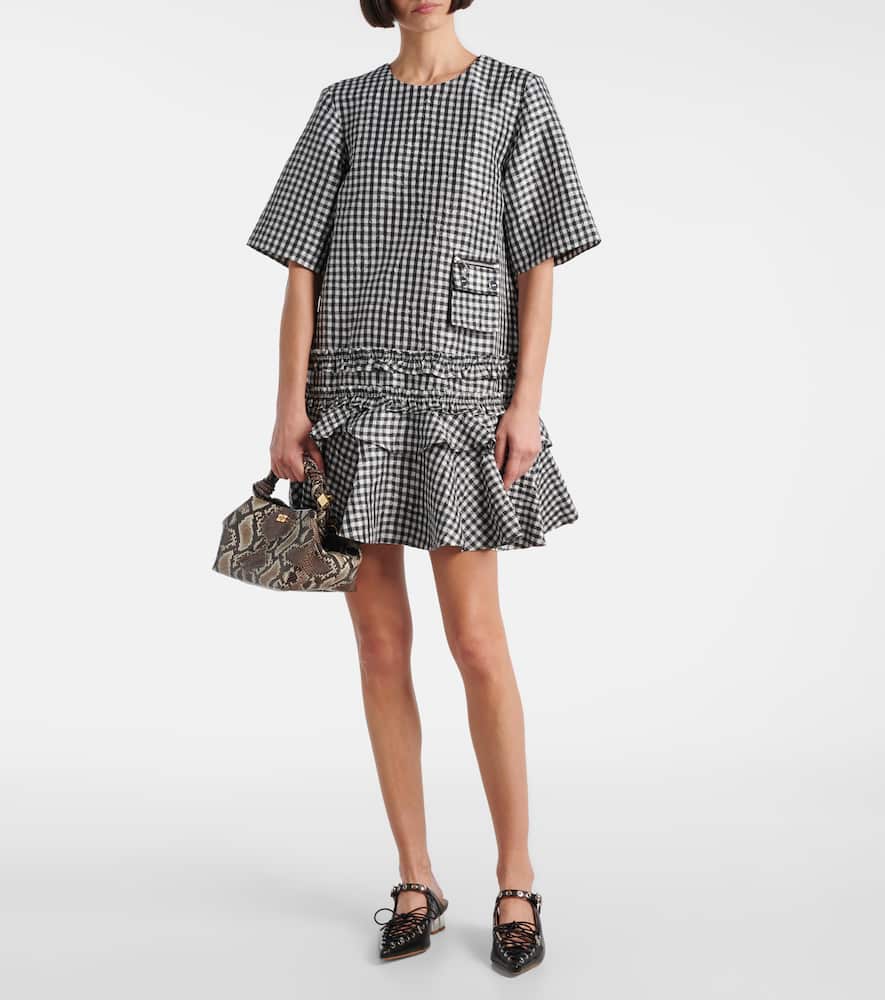 Gingham ruffled minidress