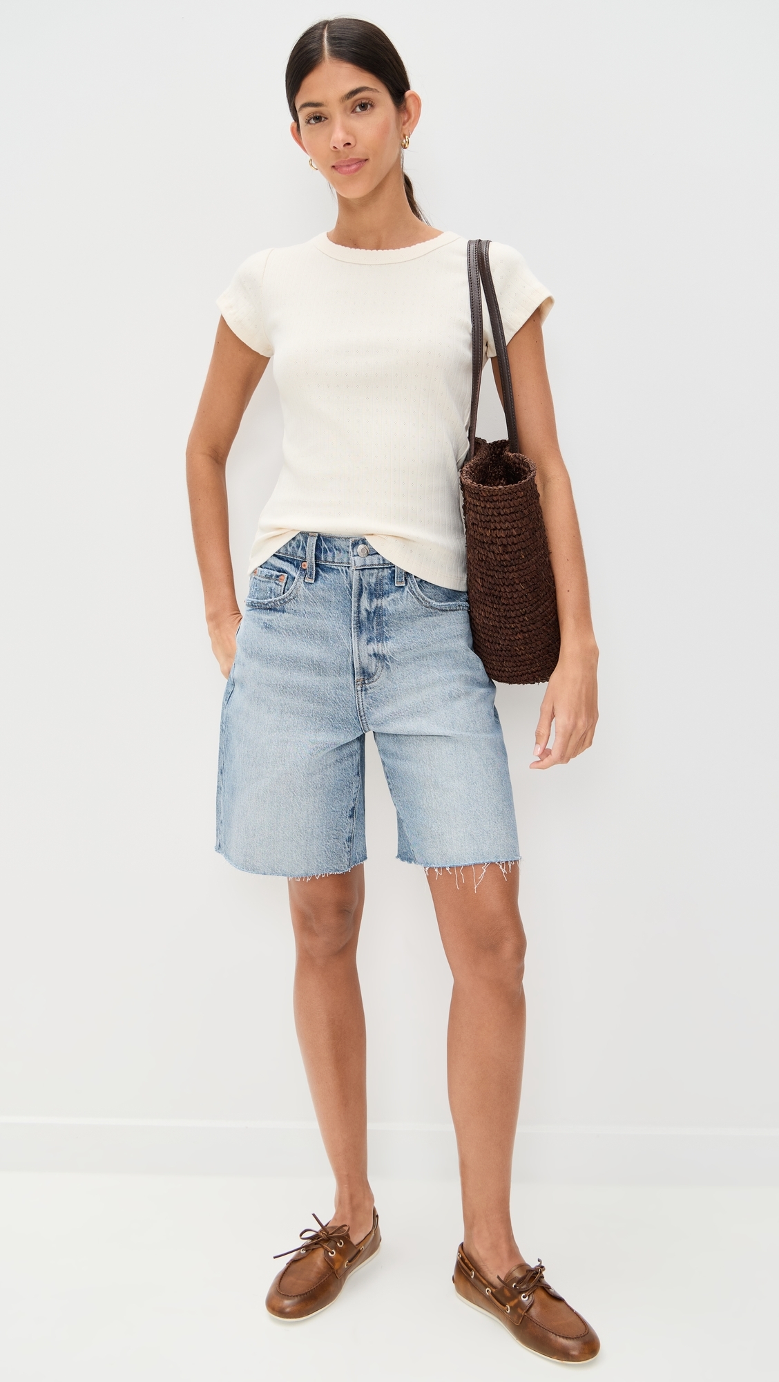 Marea Pointelle Crewneck Tee Ivory