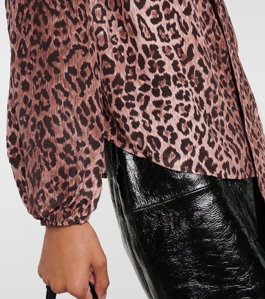 Moss leopard-print silk blouse
