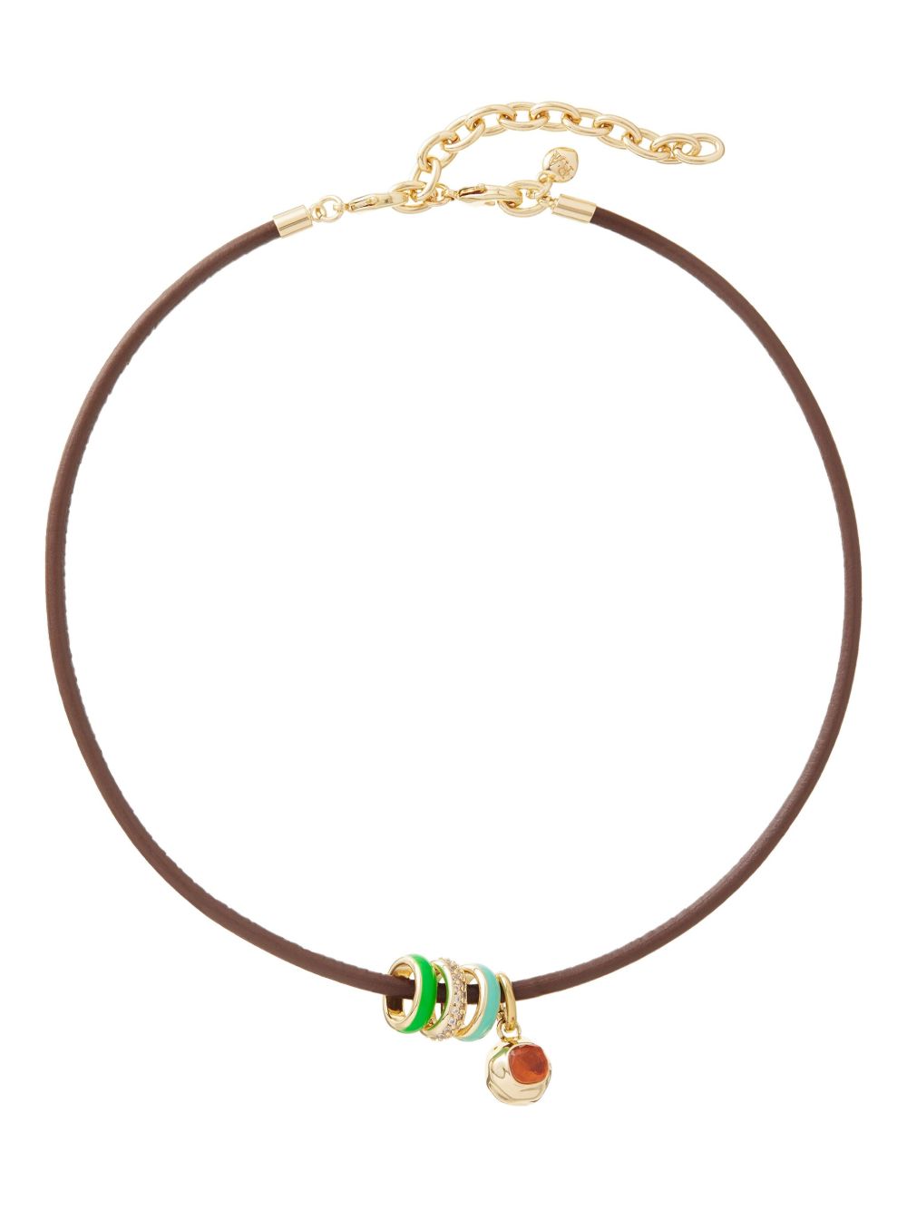 Leather charm necklace - Brown
