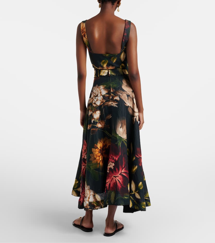 Floral linen maxi skirt