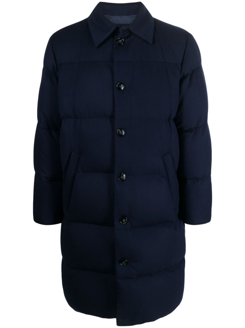 Padded cashmere-blend coat - Blue