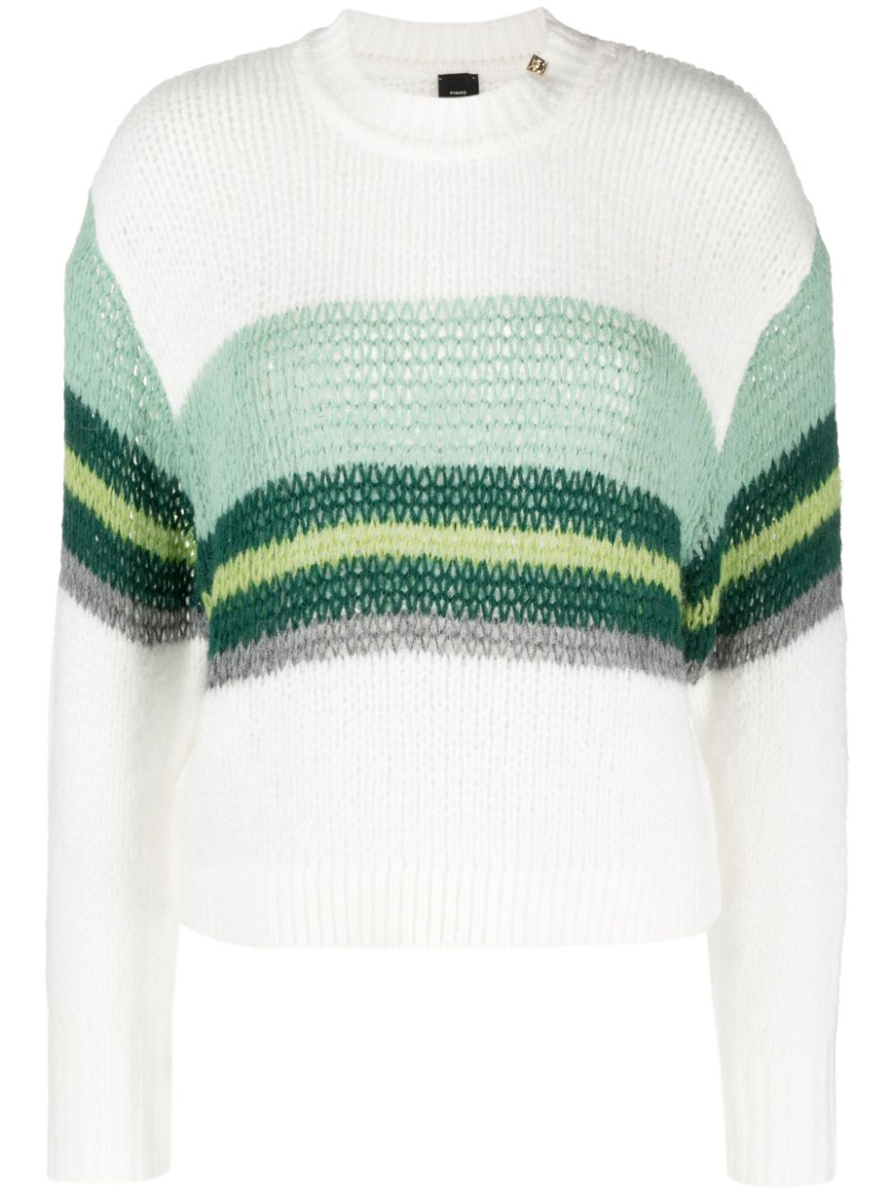 Honeycomb-knit striped jumper - White