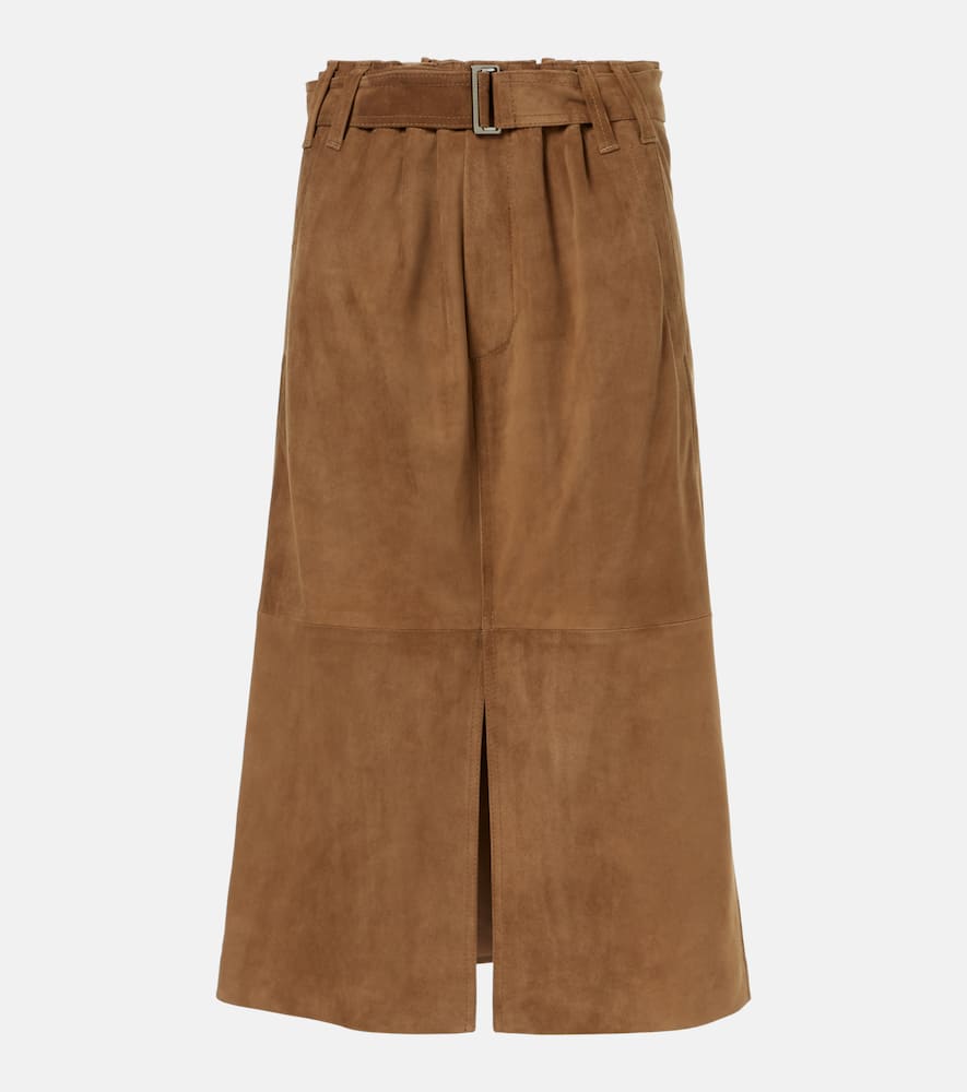 Suede midi skirt