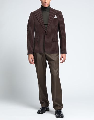 Daniele Alessandrini Man Blazer Dark brown Size 38 Linen, Viscose