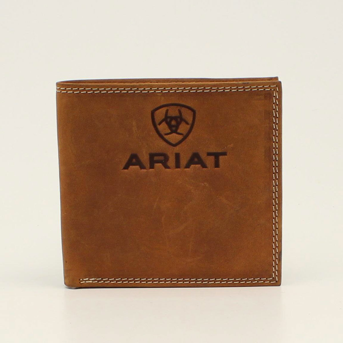 Men's Bifold Wallet Stacked Logo Bag in Medium Brown, Size OS, by