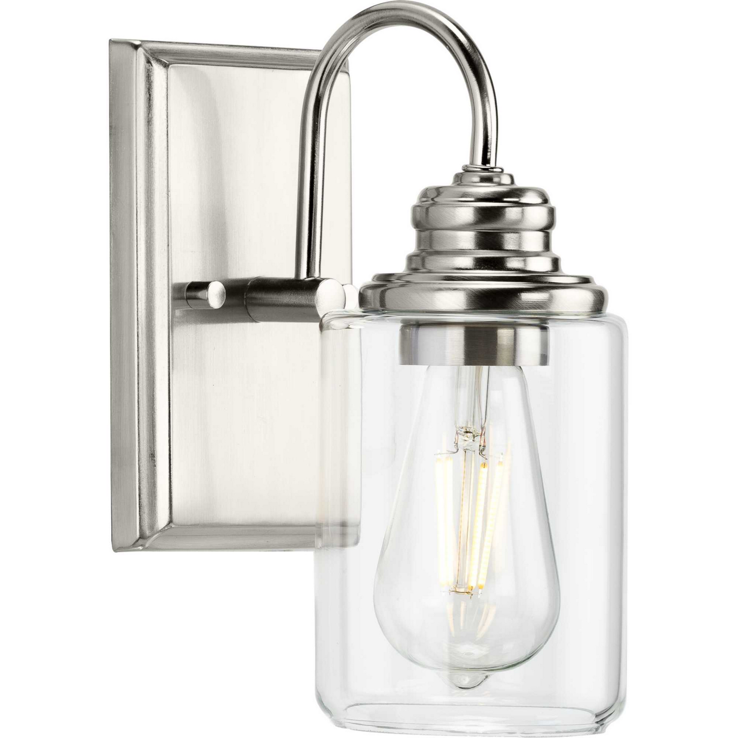 Brushed Nickel One Light Bath Bracket from the Aiken Collection
