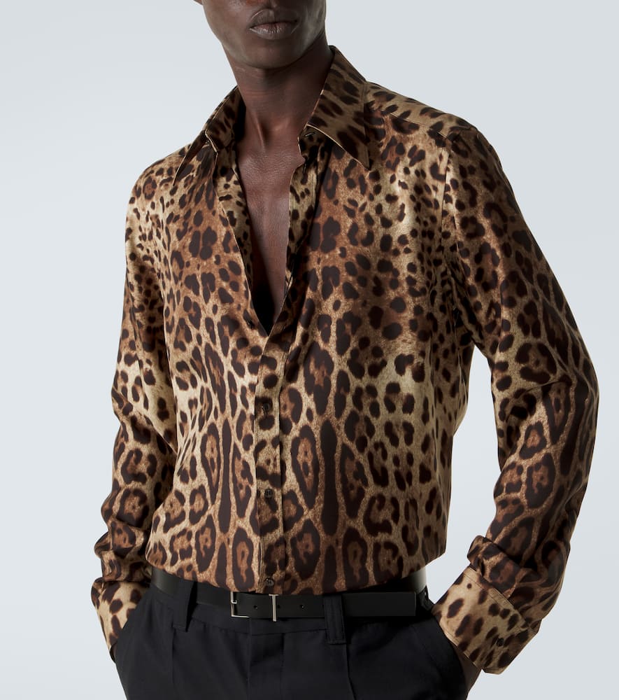 Leopard-print silk shirt