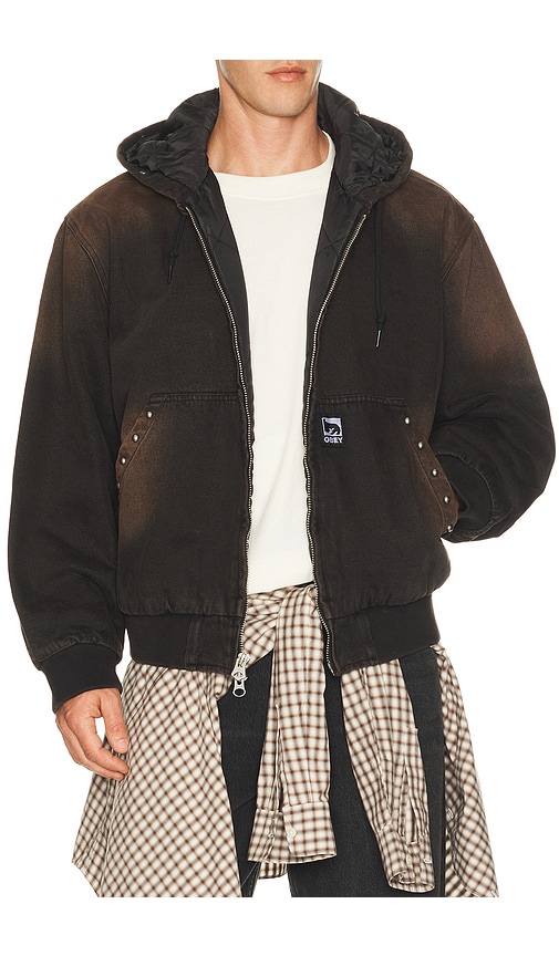 Obey Studded Zip Up Jacket in Black Rust Wash. XL/1X also in L