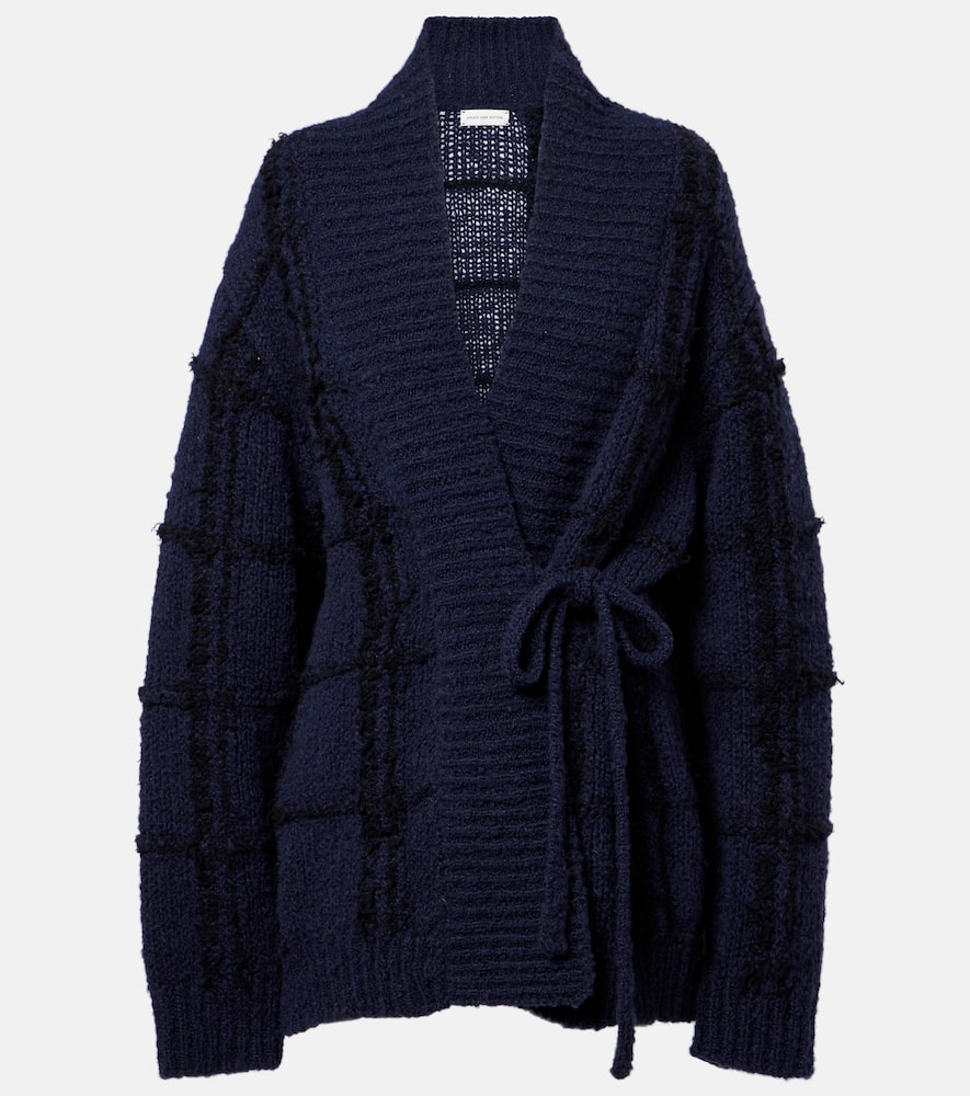 Checked wool cardigan