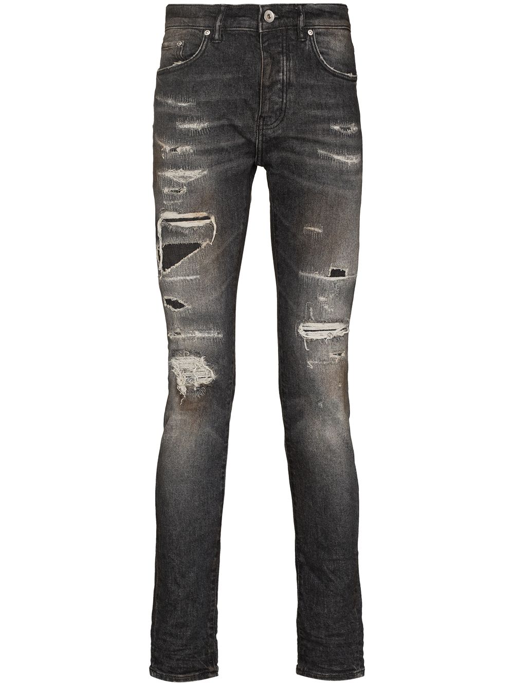 Distressed-finish skinny-jeans - Grey