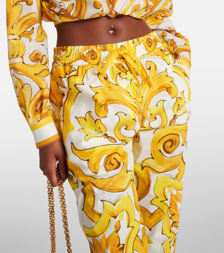 Majolica high-rise cotton straight pants