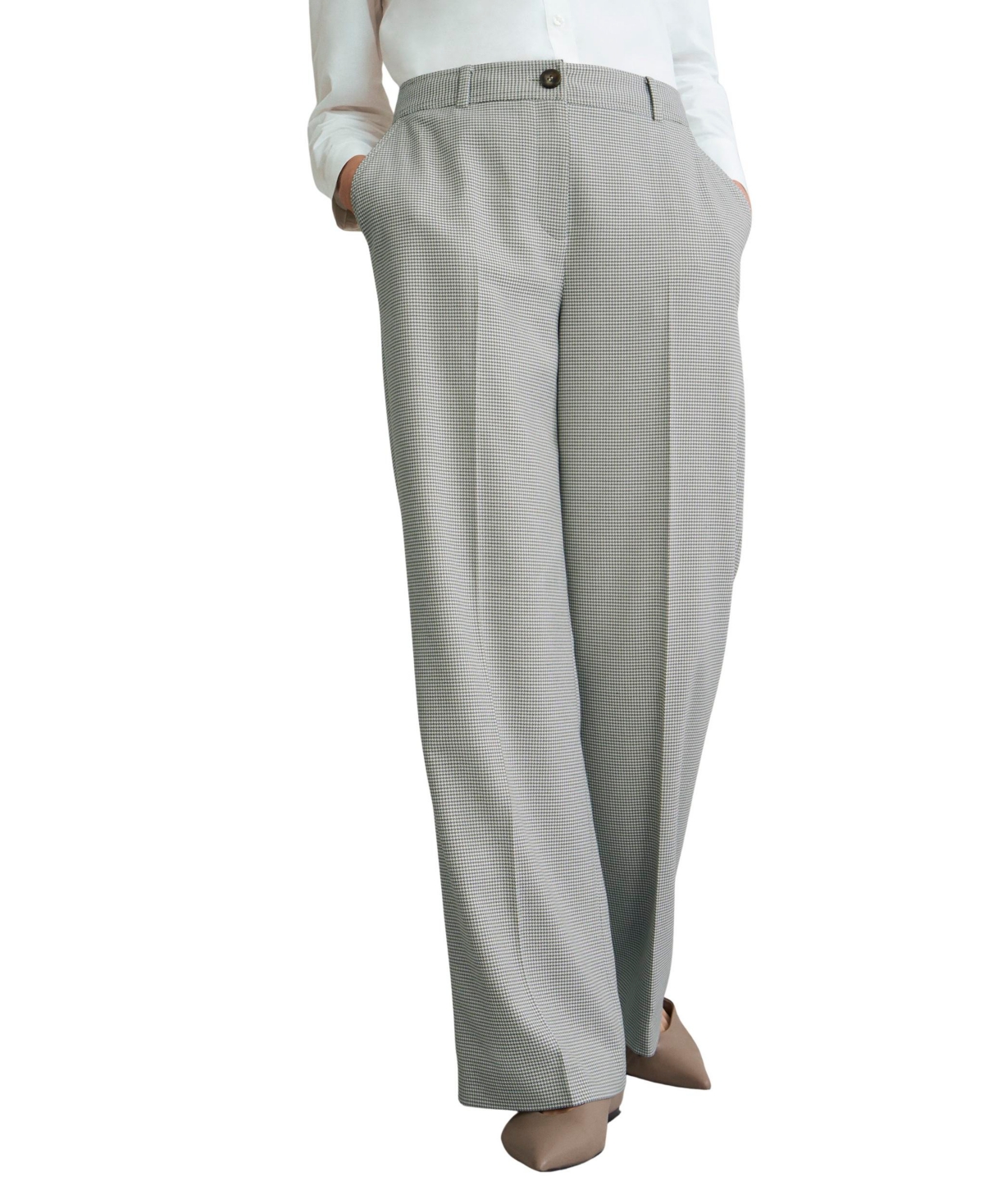 Women's Ellie Wide Leg Tailored Trousers - Beige/Khaki