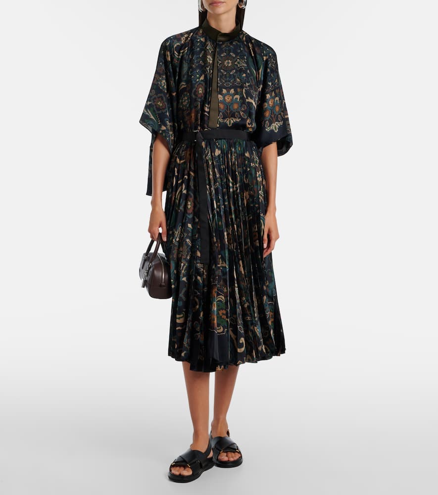 Floral pleated midi skirt