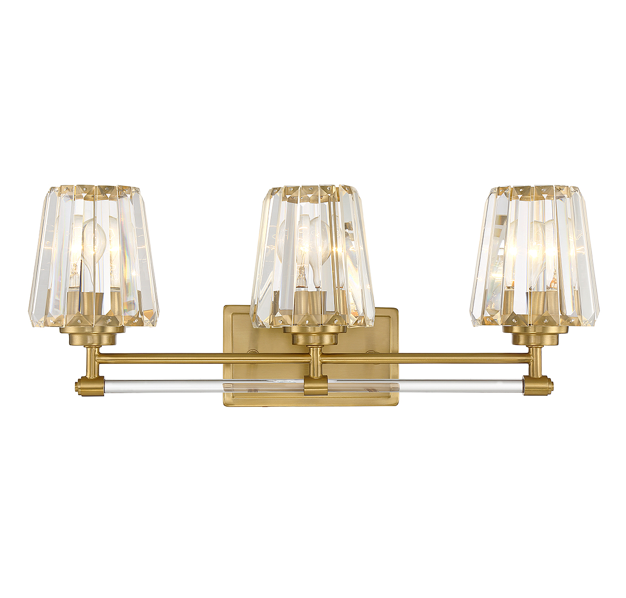 Warm Brass Three Light Bathroom Vanity from the Garnet Collection