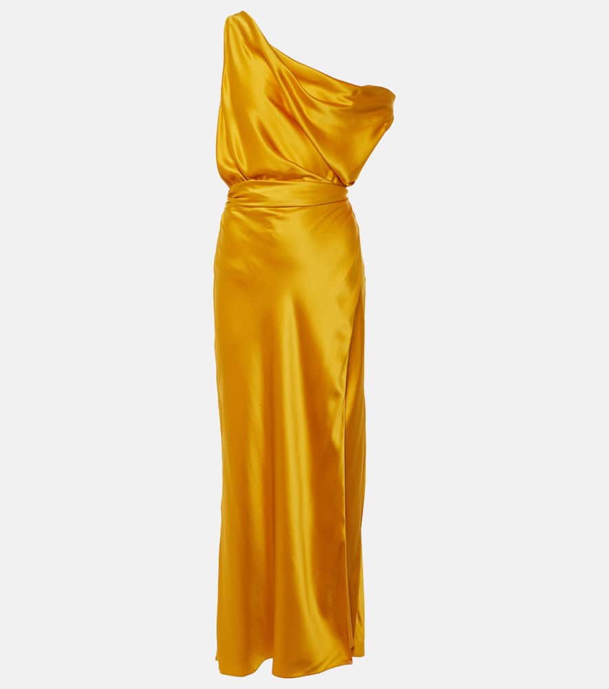 Draped silk satin wrap gown