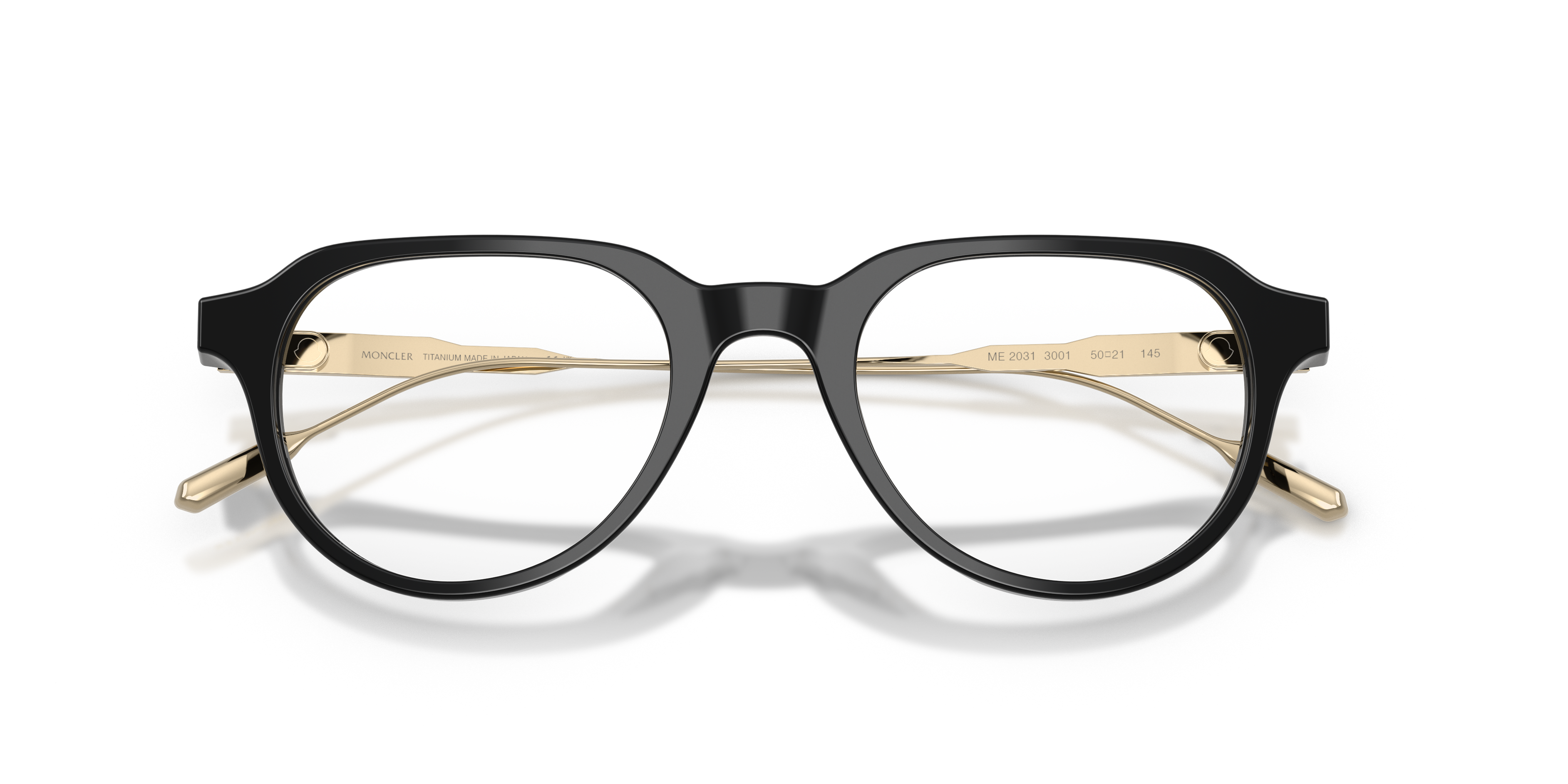 Moncler Unisex Moncler ME2031 3001 Monturas ópticas Acetato Negro Transparente Redonda Norma