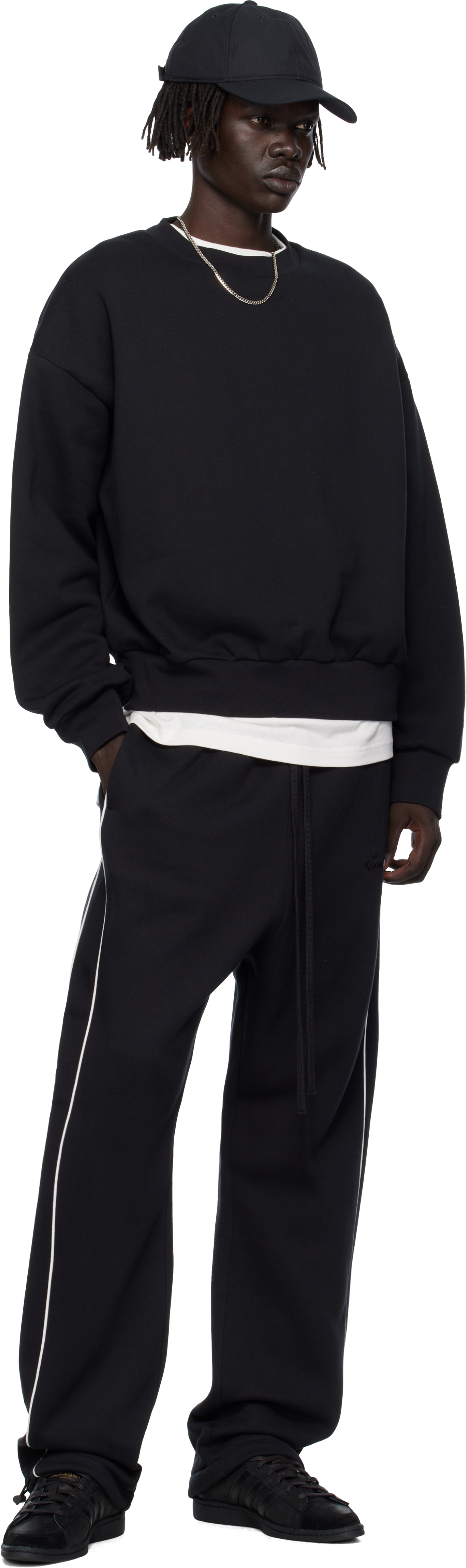 Black Classic Fit Fleece Crewneck Sweatshirt