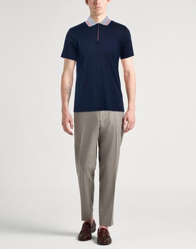 Man Polo shirt Midnight blue Size L Cotton