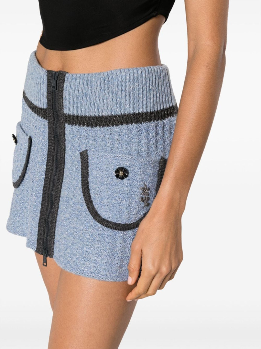 Cerulean Wool Blend Mini Skirt