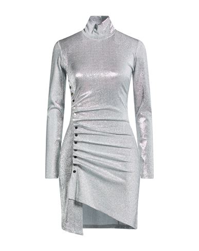 Woman Mini dress Silver Size 10 Viscose, Polyester, Elastane