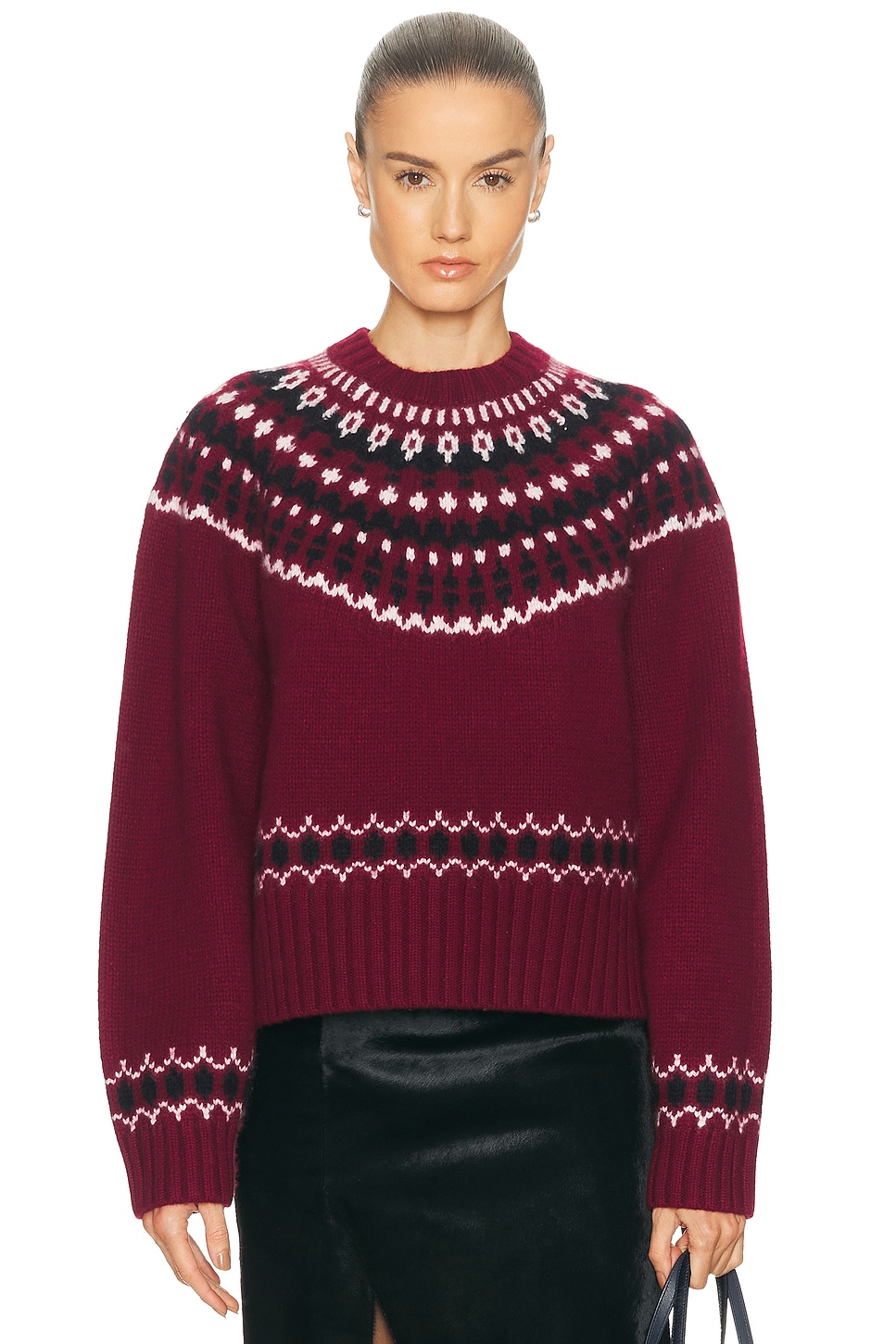EAVES Abbey Fairisle Sweater in Red Multi. XXS also in XS, S, M