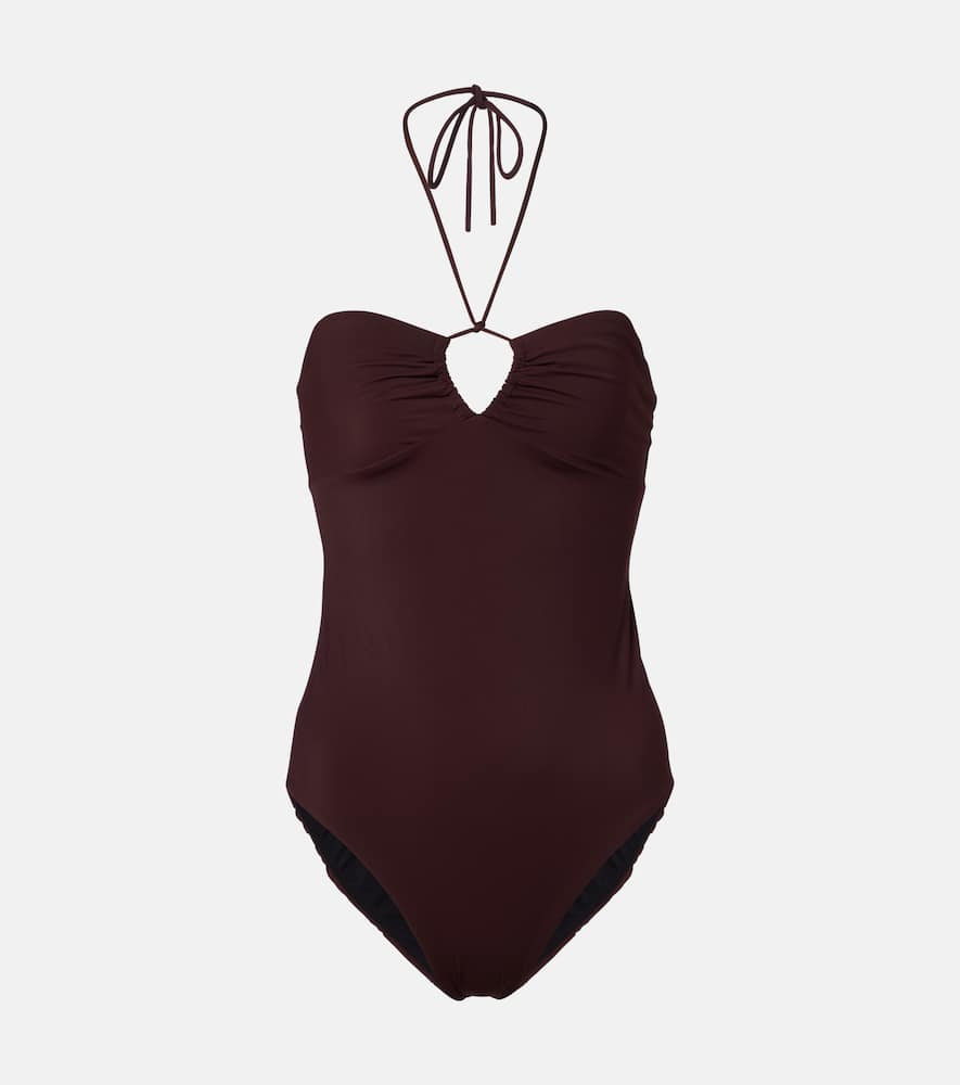 Keyhole halterneck swimsuit