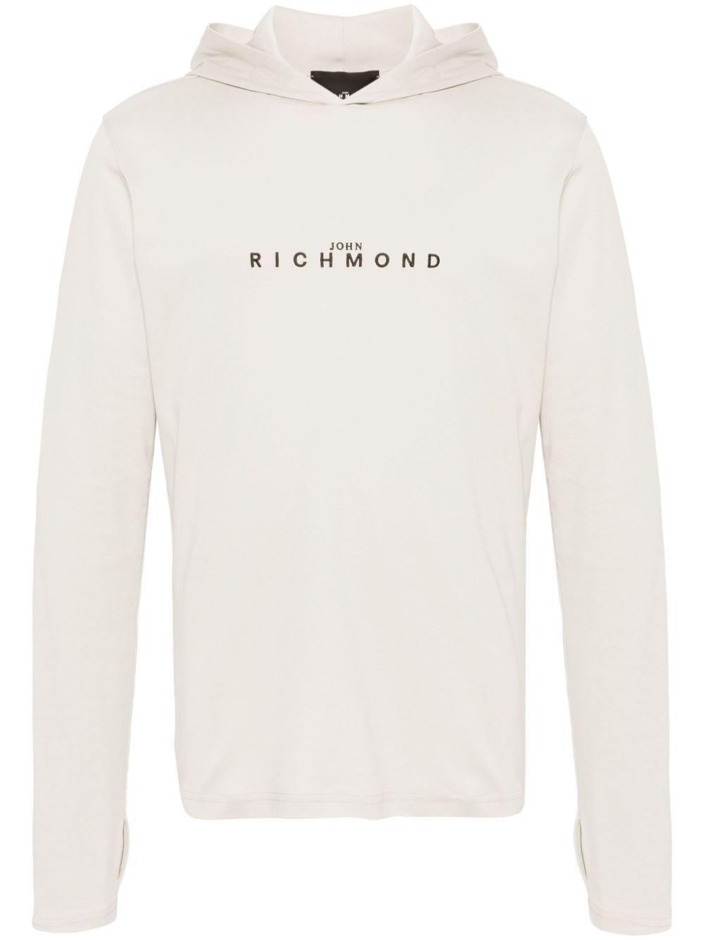 Loog-embroidered jersey hoodie - Neutrals