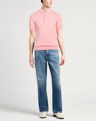 Man Sweater Salmon pink Size 36 Cotton