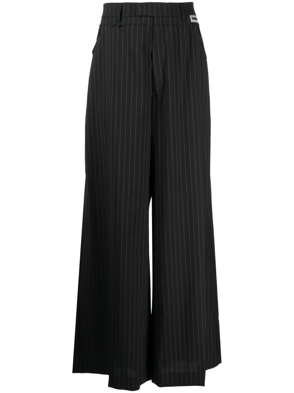 Pinstripe wide-leg trousers - Black