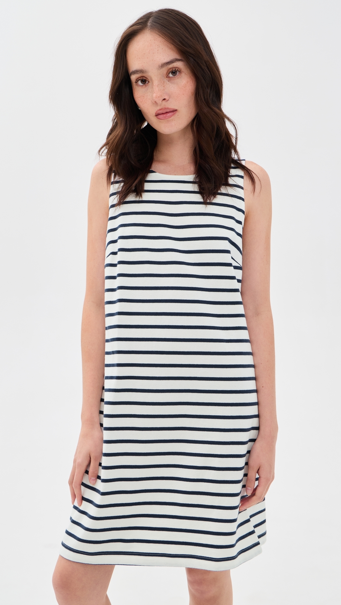 Kaylee Tank Dress Ivory Navy Stripe