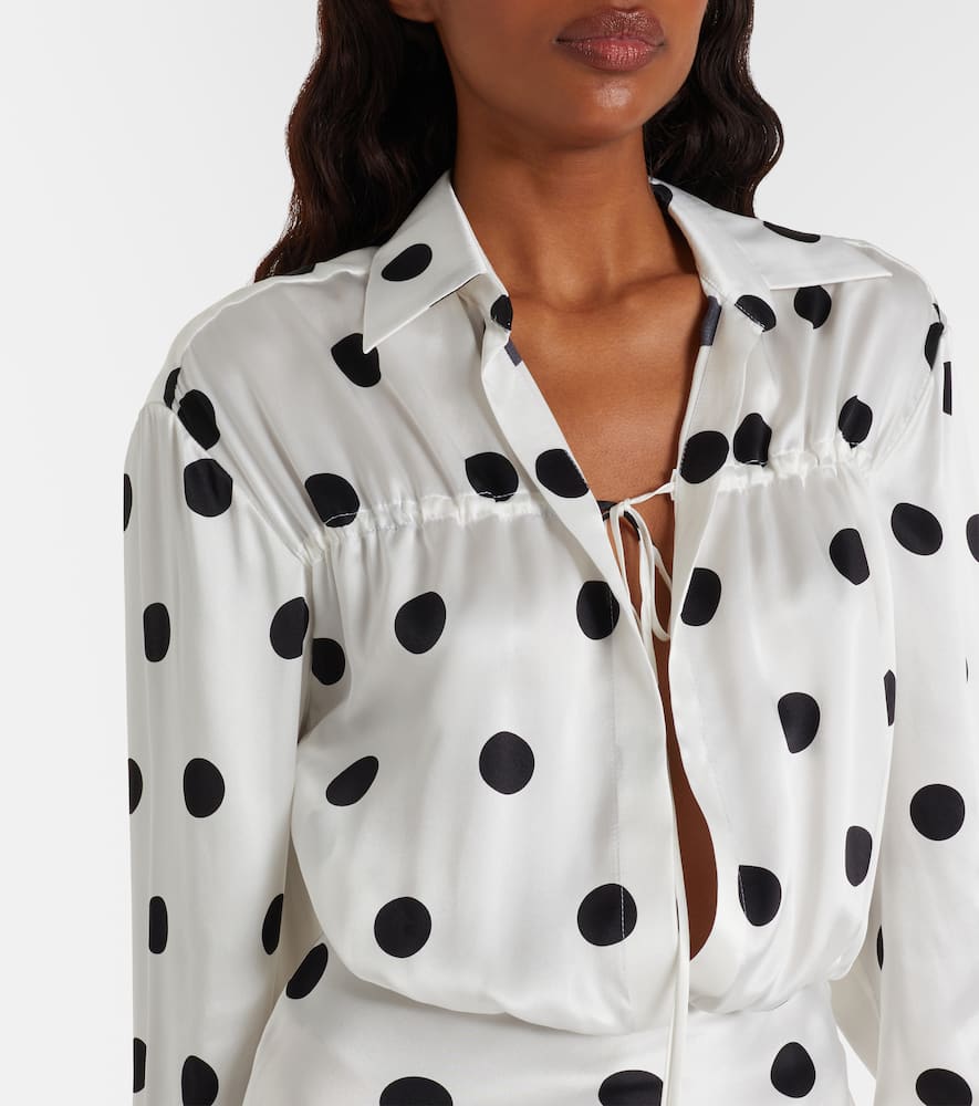 Polka-dot silk satin minidress