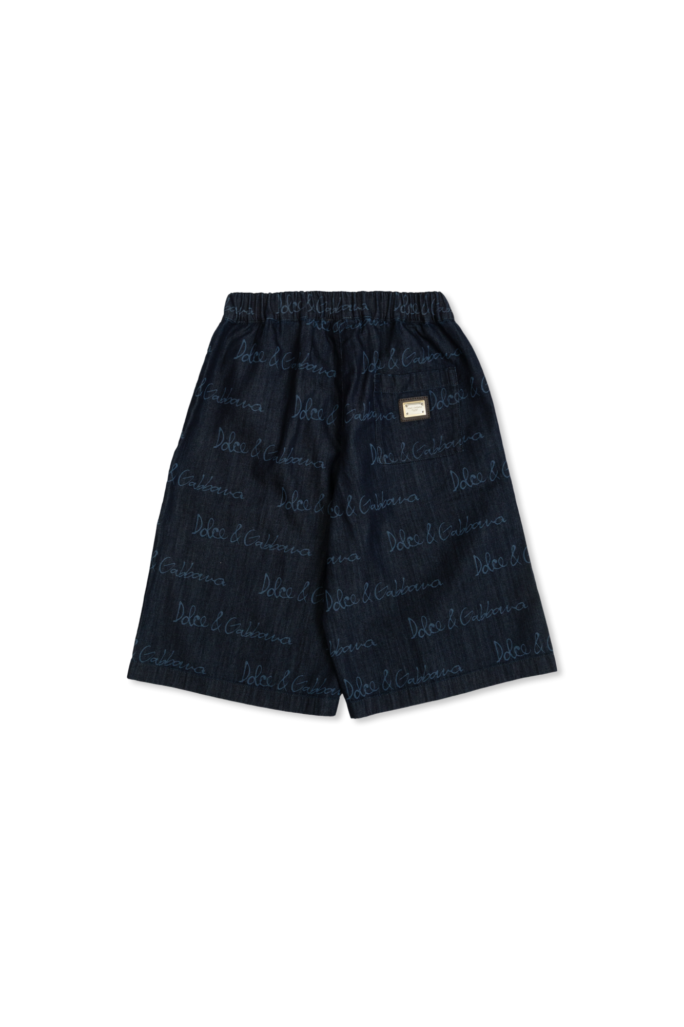 Dolce & Gabbana Kids Denim Shorts With Monogram, Unisex, Navy Blue